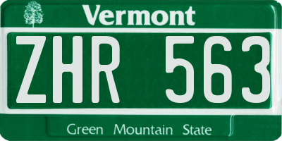 VT license plate ZHR563