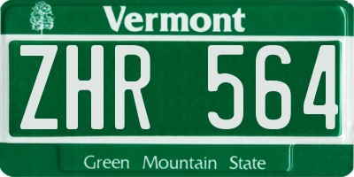 VT license plate ZHR564