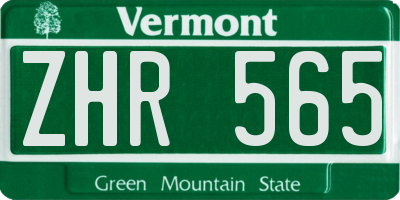 VT license plate ZHR565