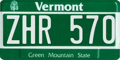 VT license plate ZHR570