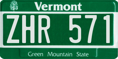 VT license plate ZHR571