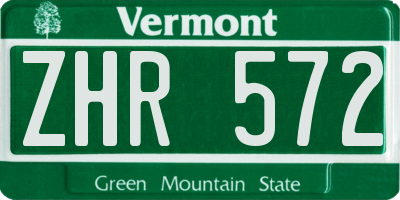 VT license plate ZHR572