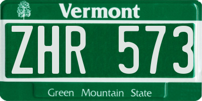 VT license plate ZHR573