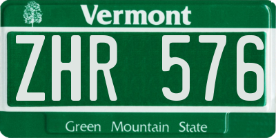 VT license plate ZHR576