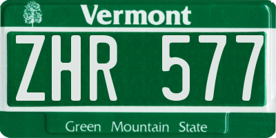 VT license plate ZHR577