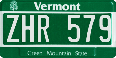 VT license plate ZHR579
