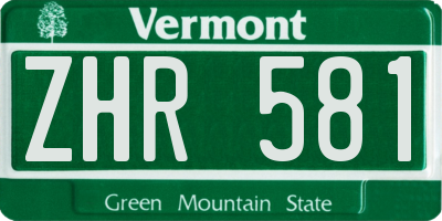 VT license plate ZHR581