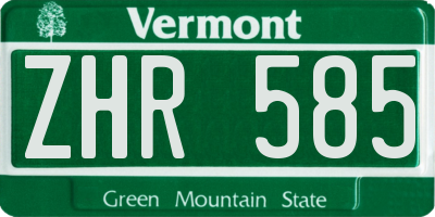 VT license plate ZHR585
