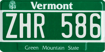 VT license plate ZHR586