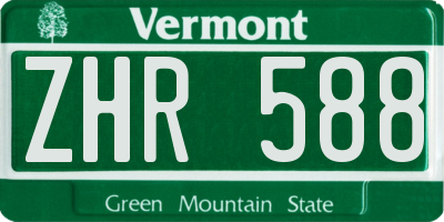 VT license plate ZHR588