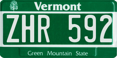 VT license plate ZHR592