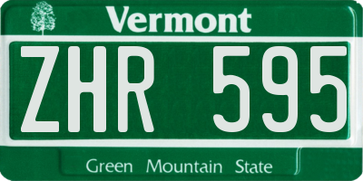 VT license plate ZHR595