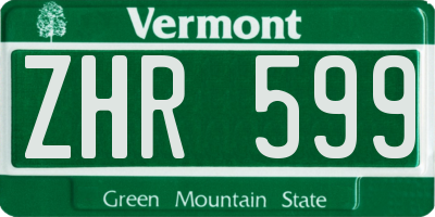 VT license plate ZHR599