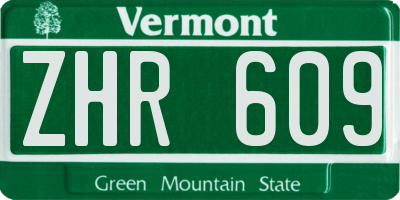 VT license plate ZHR609