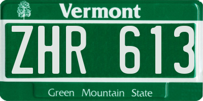 VT license plate ZHR613