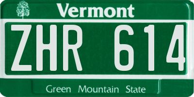 VT license plate ZHR614