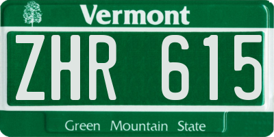 VT license plate ZHR615