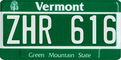 VT license plate ZHR616