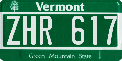 VT license plate ZHR617