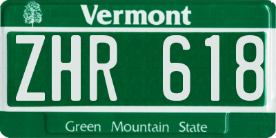 VT license plate ZHR618
