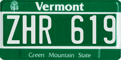 VT license plate ZHR619