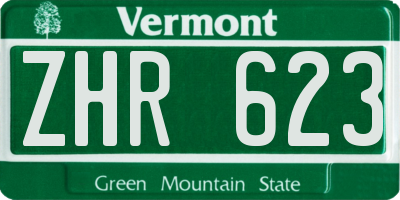 VT license plate ZHR623