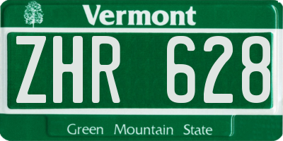 VT license plate ZHR628
