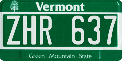 VT license plate ZHR637