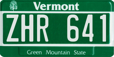 VT license plate ZHR641