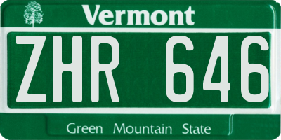 VT license plate ZHR646