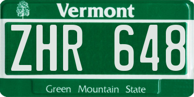 VT license plate ZHR648