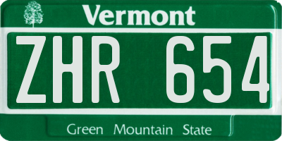 VT license plate ZHR654