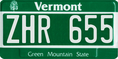 VT license plate ZHR655