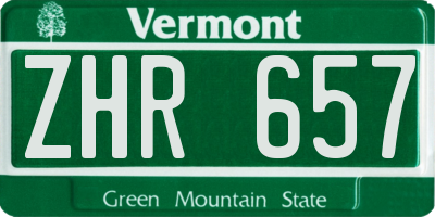 VT license plate ZHR657