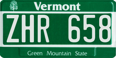 VT license plate ZHR658