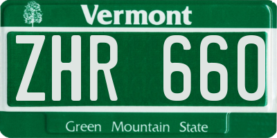 VT license plate ZHR660