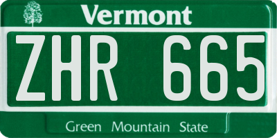 VT license plate ZHR665