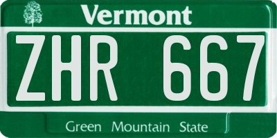 VT license plate ZHR667