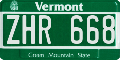 VT license plate ZHR668