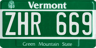 VT license plate ZHR669