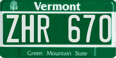 VT license plate ZHR670