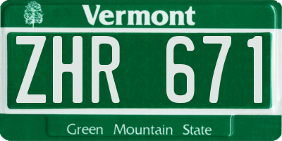 VT license plate ZHR671