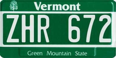 VT license plate ZHR672