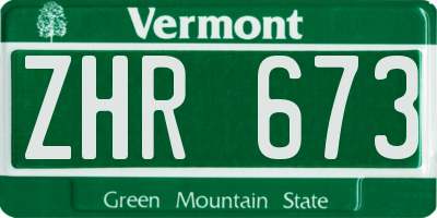 VT license plate ZHR673