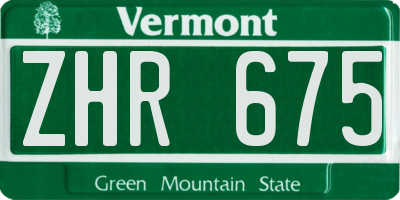VT license plate ZHR675