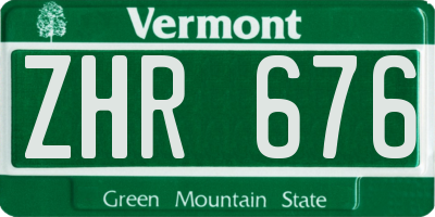 VT license plate ZHR676