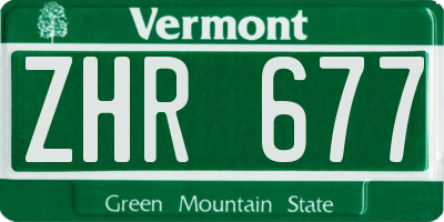 VT license plate ZHR677