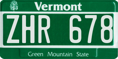 VT license plate ZHR678