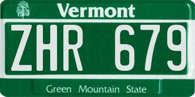 VT license plate ZHR679