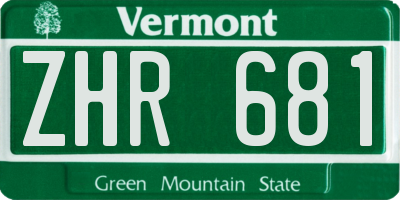 VT license plate ZHR681